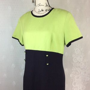 Lennie NY Lime Green Navy Linen Blend Dress 12